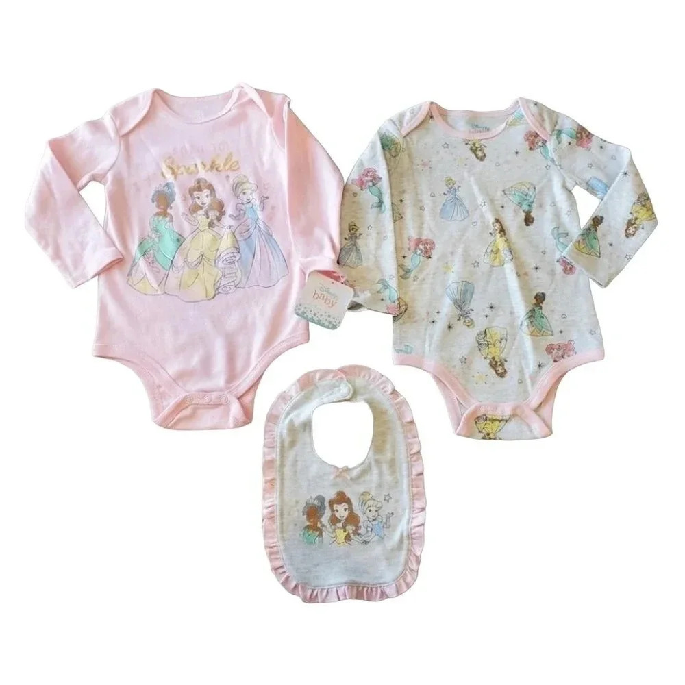 12m Princess 3piece Onesie and Bib Set